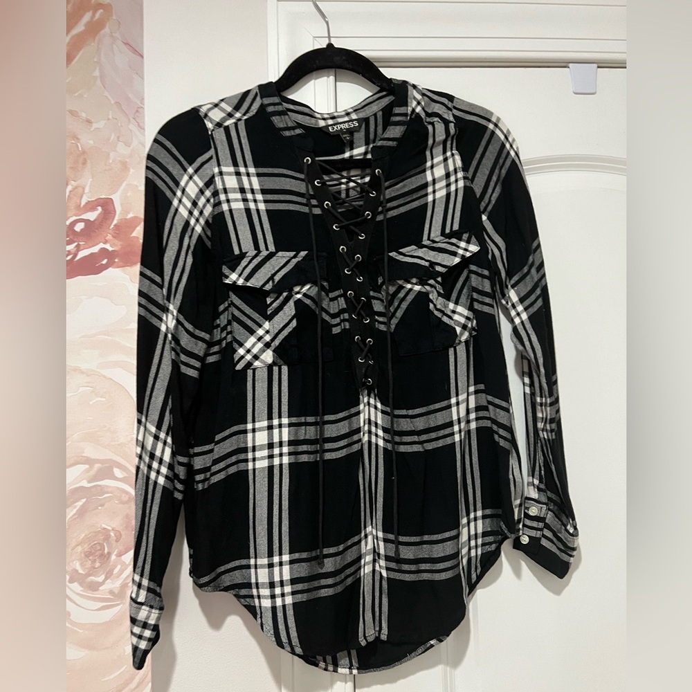 Express XS Tie Front Flannel